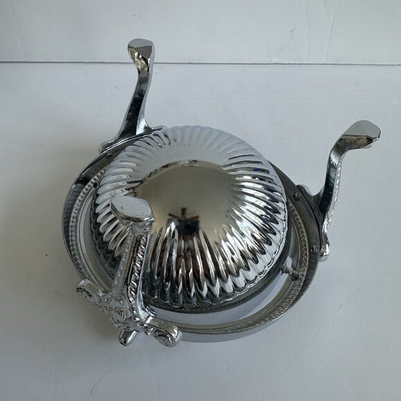 VTG NIOB IRVINWARE 1980s Chromeware Covered Butter Dish Glass Insert Retro 22780 - Picture 14 of 15